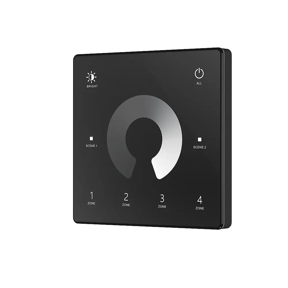 Mono talvadibas pults reostata panelis melns pie sienas stiprinams 4 zonu LED RF2.4GHz SD serija