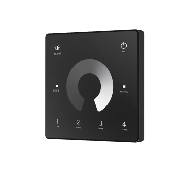 Mono Remote Control Dimmer Panel Black Wall Mounted 4 Zones LED RF2.4GHz SD Series