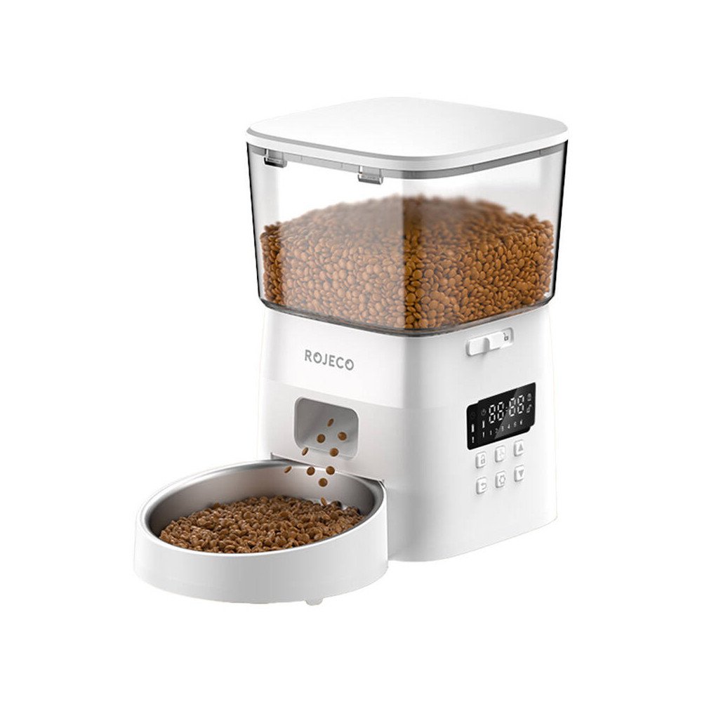 Rojeco 2L automaattinen lemmikkielainten syottolaitteen painikeversio (valkoinen)