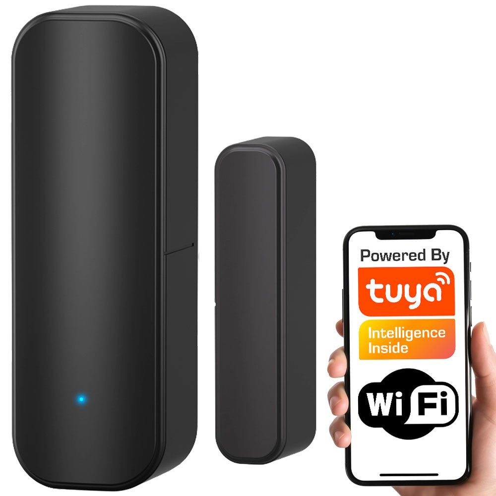Black Magnetic Door and Window Contact Sensor WiFi TUYA