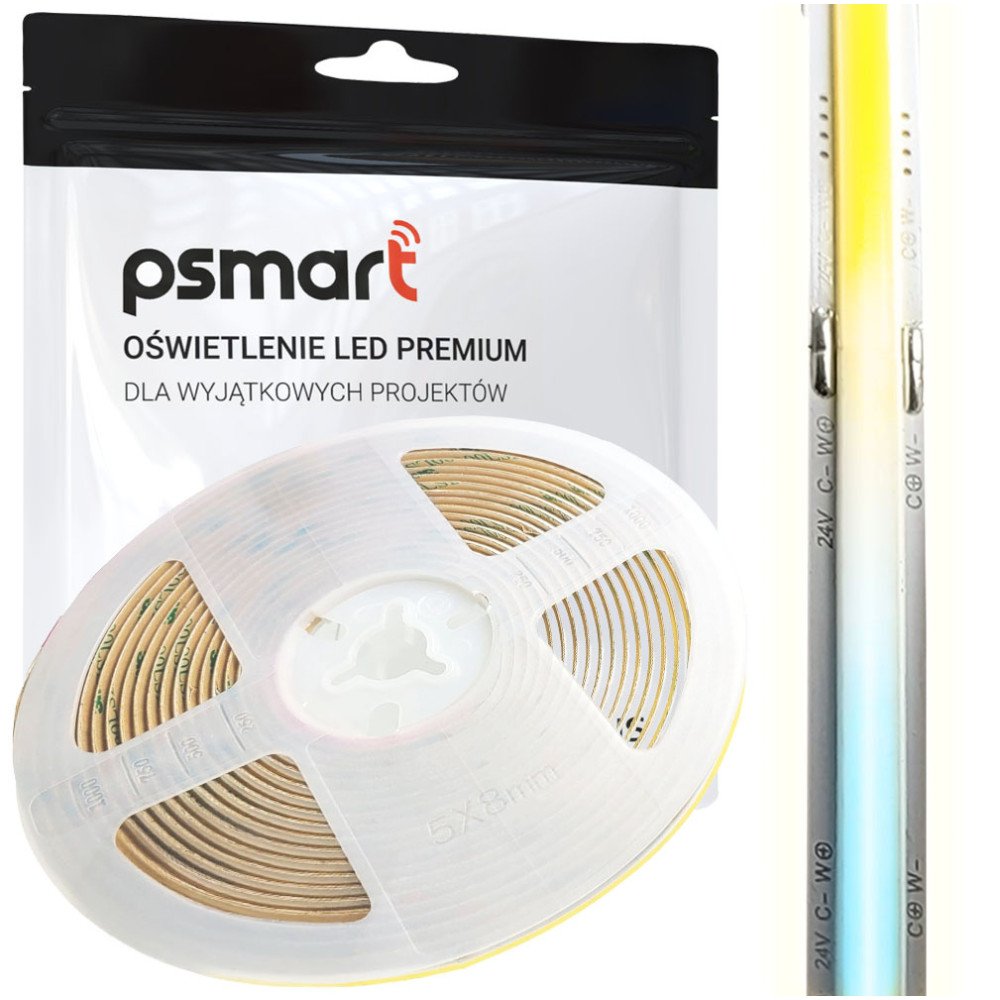 PSMART LED sloksne SCOB 24V CCT Dual Wire 2-Pin IP20 8mm 576LED/m 5m
