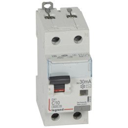 RCBO - DX 6000 -10 kA -1P+N-230 V -10 A -30 mA -AC type -N right hand