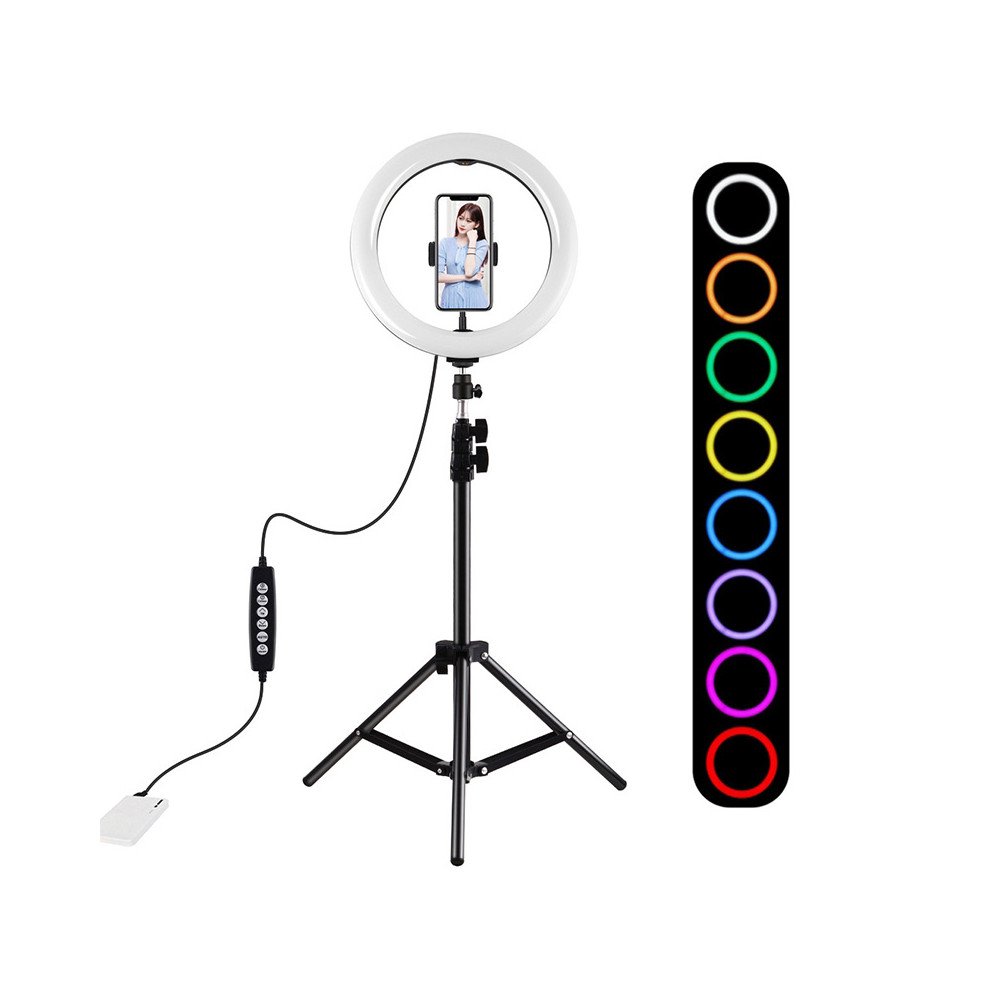 Puluz 1,1 m stativs ar RGBW LED apgaismojumu 26 cm vlogs / straume / viedtalrunis PKT3044