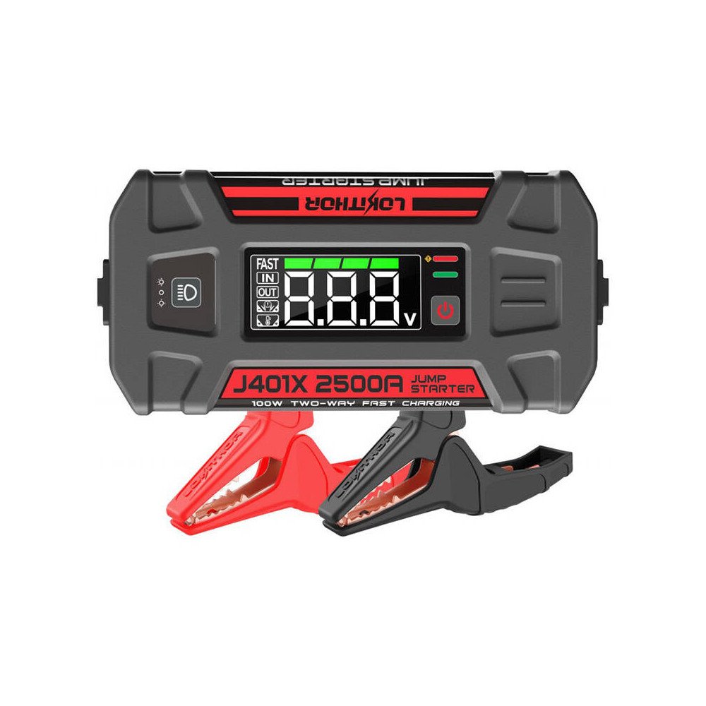 Lokithor J401X Jump Starter / Booster 2500A + Powerbank 20000mAh + Taskulamp 4-in-1 Seade, mis tootab -40 C juures