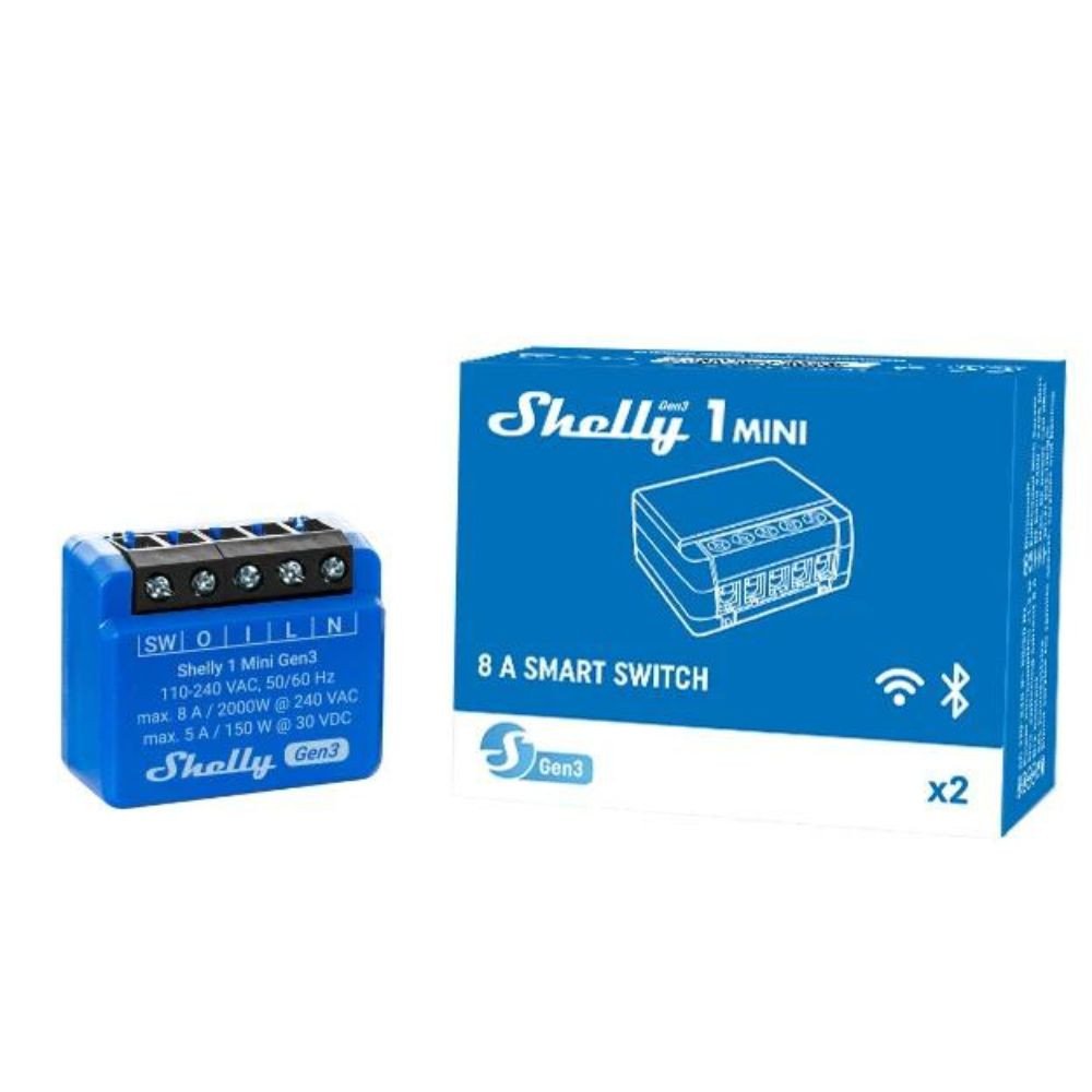 Shelly PLUS 1 Mini GEN3, viena kanala WiFi viedreleja sledzis (8A)