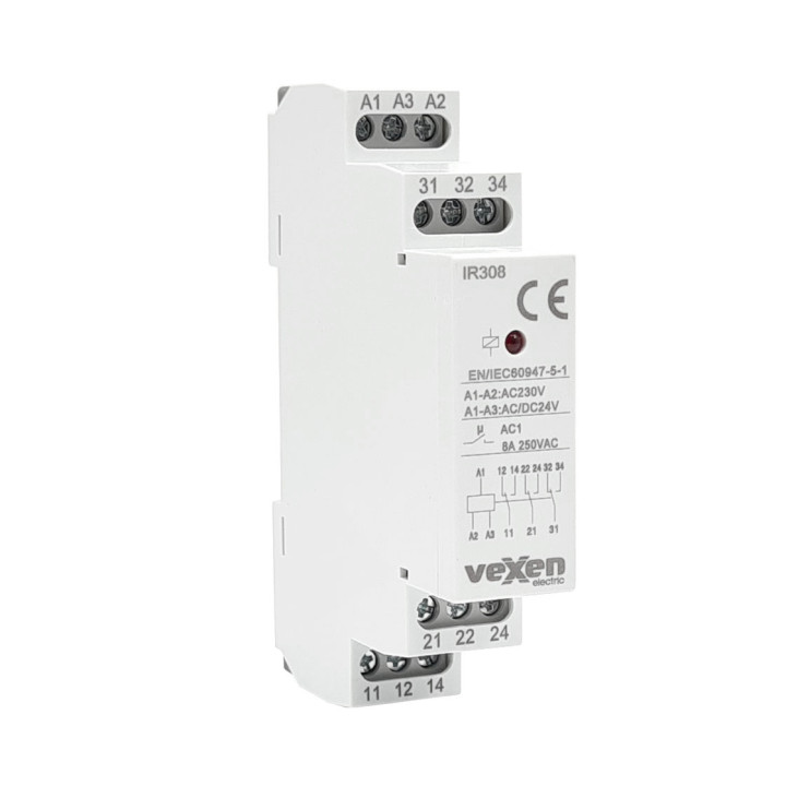 Vaherelee 3CO 8A 240VAC; 24VAC/DC IR308