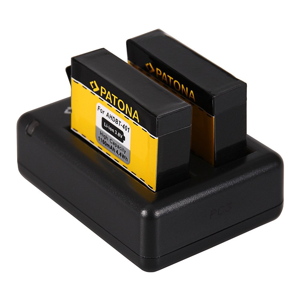 Charger Dual GOPRO Hero 4 USB+2x Battery 1160mAh