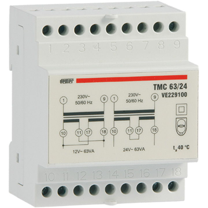 Tmc 63/24 saugos transf. 63va 230/12-24v