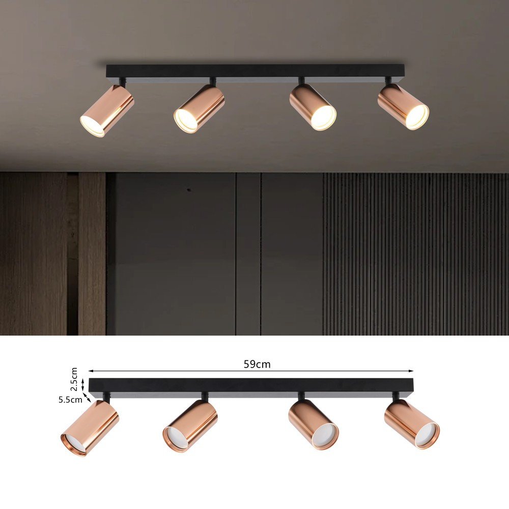 Immax PUNTO-4 ceiling wall spot light linear 4 heads GU10, copper