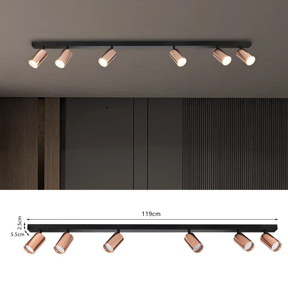 Immax PUNTO-6 Lineara griestu sienas lampa, 6 galvinas, GU10, 119cm, vars