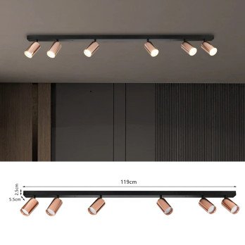 Immax PUNTO-6 Lineara griestu sienas lampa, 6 galvinas, GU10, 119cm, vars