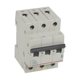 MCB RX 6000 - 3P - 400V - 25 A - C kõver - haru/hargi tüüpi toitesiinid
