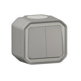 PLEXO 2 GANG 2-WAY SWITCH OR 2 GANG PUSH BUTTON - GREY - SURFACE