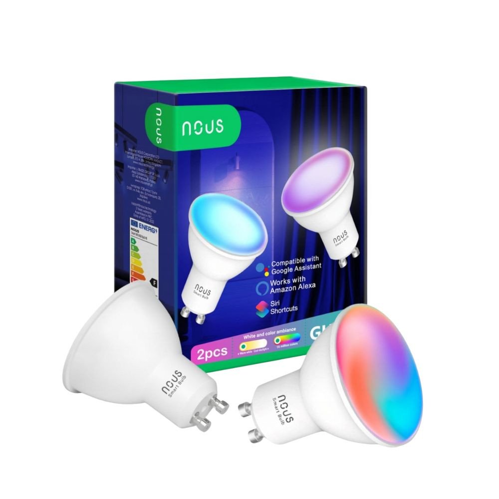 Nous P8 ismanioji Tuya Wi-Fi RGB lempute (GU10 lizdas), suderinama su medziaga, 2 pakuotes