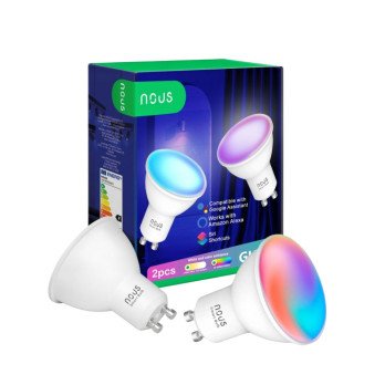 Nous P8 ismanioji Tuya Wi-Fi RGB lempute (GU10 lizdas), suderinama su medziaga, 2 pakuotes