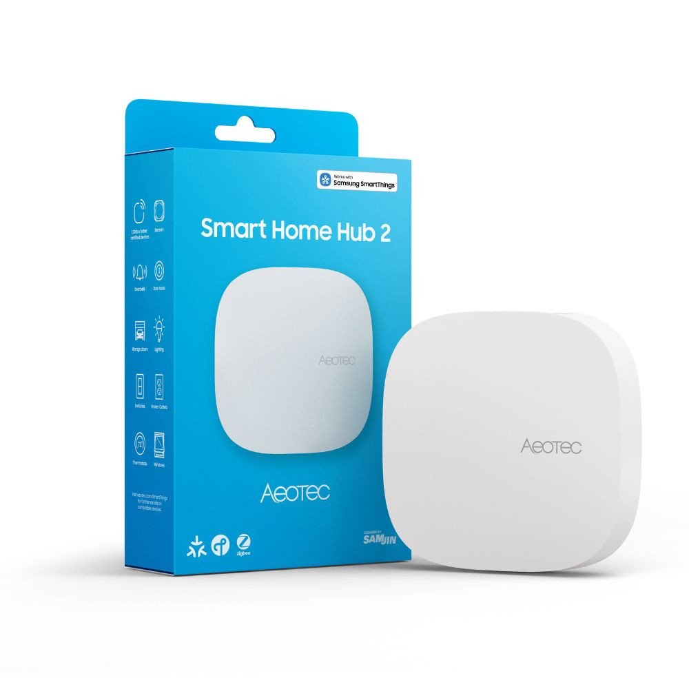 Aeotec Smart Home Hub 2, a SmartThings hub with Zigbee, Thread, Ethernet, Wi-Fi and Bluetooth