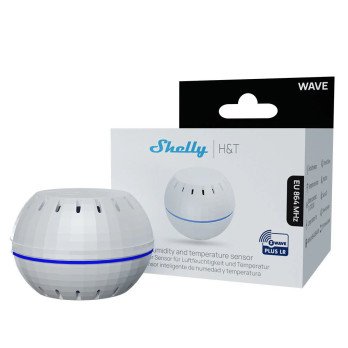 Shelly Wave (Long Range) H&T mitruma un temperaturas sensors, balts