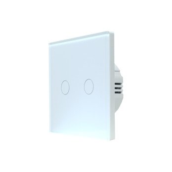 SmartWise T62 UNI Wi-Fi + eWeLink-Remote, 2-ruhmaline nutikas seinaluliti, universaalne juhtmestik, valge puutepaneel