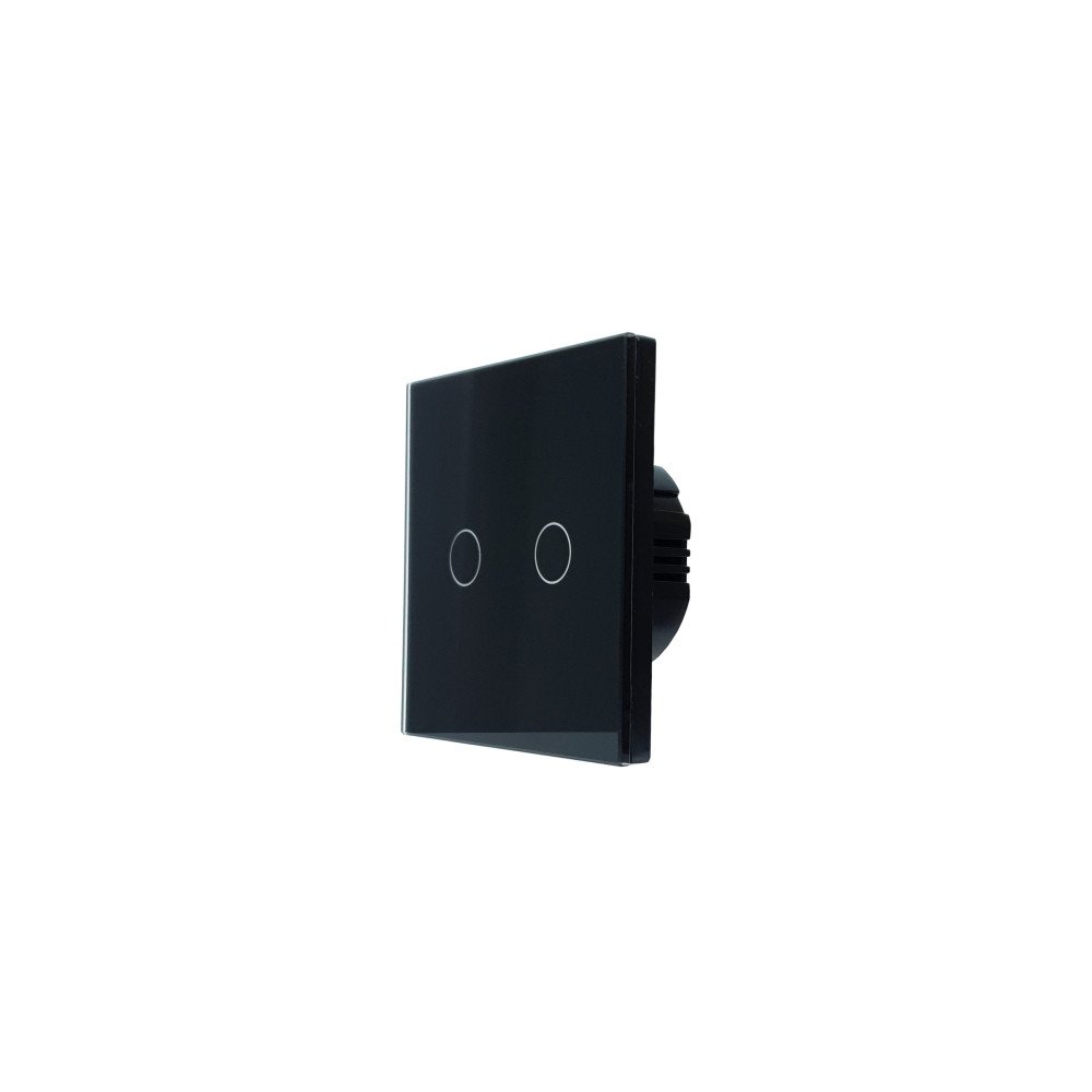 SmartWise T62 UNI Wi-Fi + eWeLink-Remote, 2-gang smart wall switch , universial wiring, black touch panel