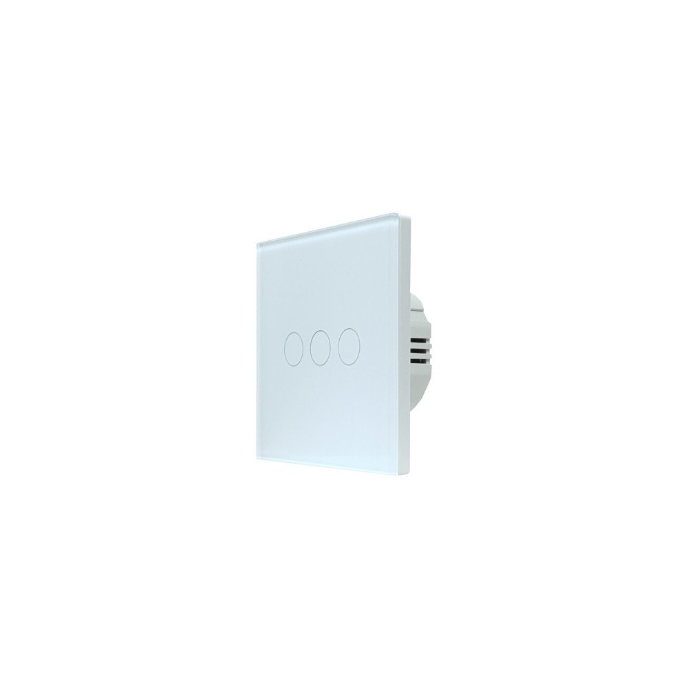 SmartWise T63 UNI Zigbee 3.0 + RF, 3-osainen alykas seinakytkin, universaali johdotus, valkoinen kosketuspaneeli