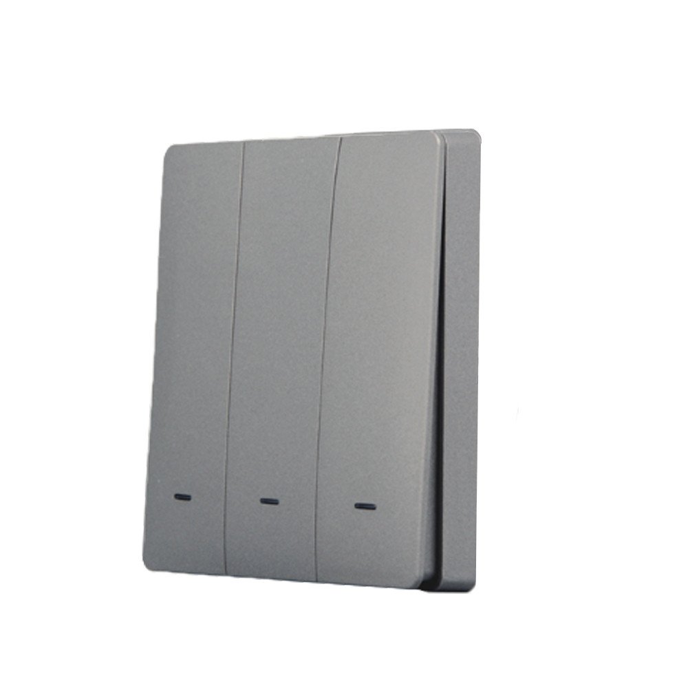 SmartWise BEREM3 Bluetooth (eWeLink-Remote) juhtmevaba luliti 3 nupuga, halli nupuga esipaneel