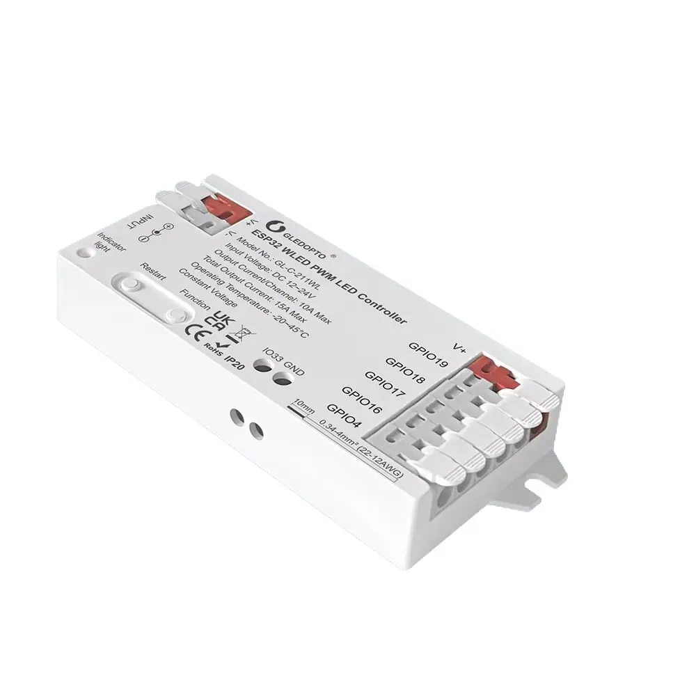 Gledopto GL-C-211WL smart Wi-Fi PWM WLED controller for analogue (RGB, RGBW, RGBCCT, CCT, single-color) LED strips