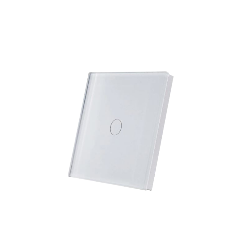 SmartWise sieninis jungiklis stiklinis jutiklinis priekinis skydelis, baltas, 1 mygtukas