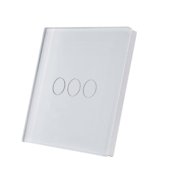 SmartWise wall switch glass touch front panel, white, 3-button