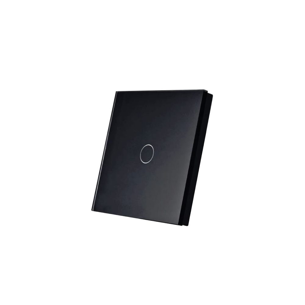 SmartWise wall switch glass touch front panel, black, 1-button