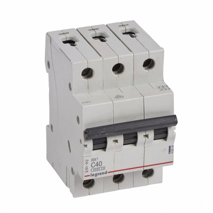 MCB RX 6000 - 3P - 400V - 40 A - C curve - prong/fork type supply busbars