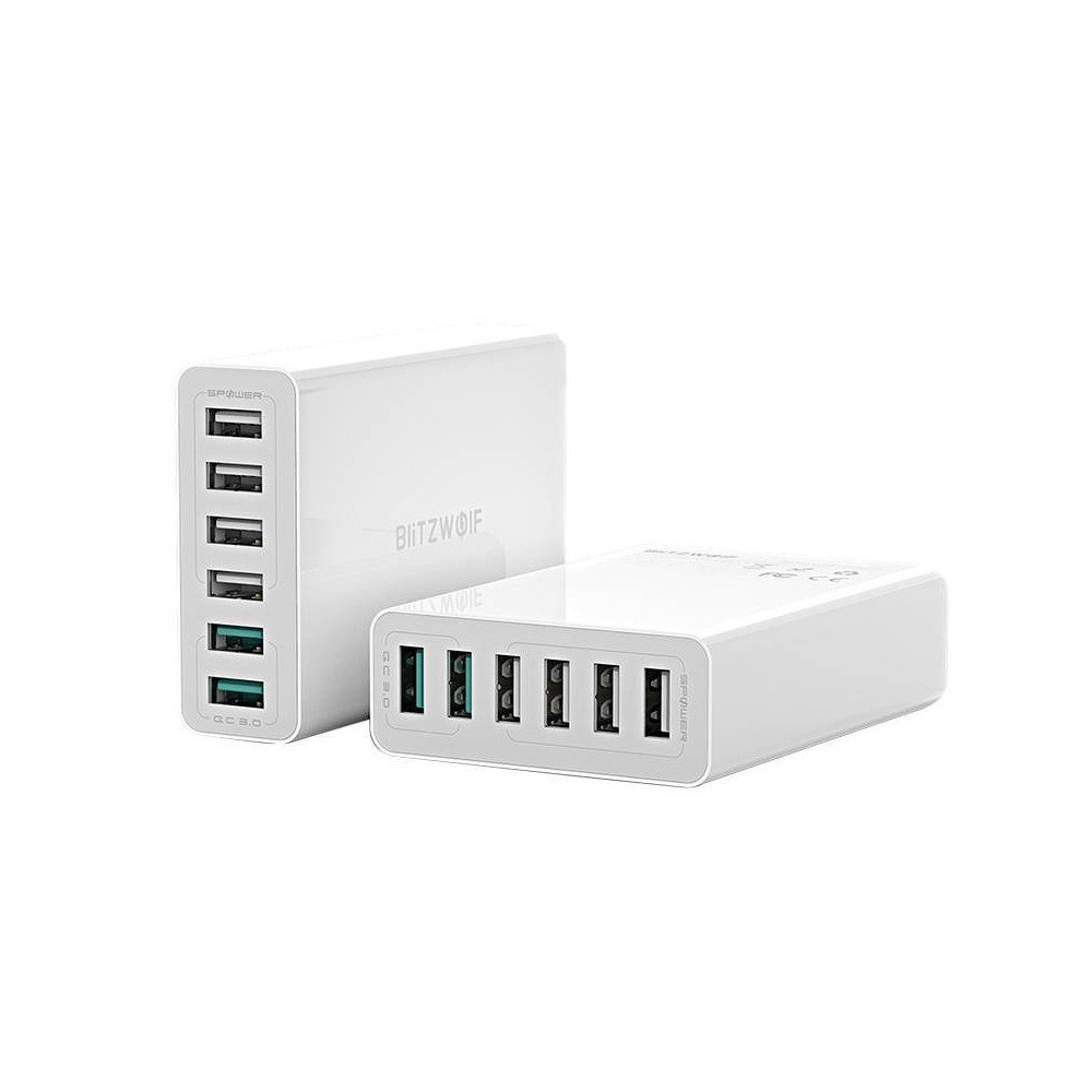 Laturi 6x USB Blitzwolf BW-S15, QC 3.0, 60 W (valkoinen)