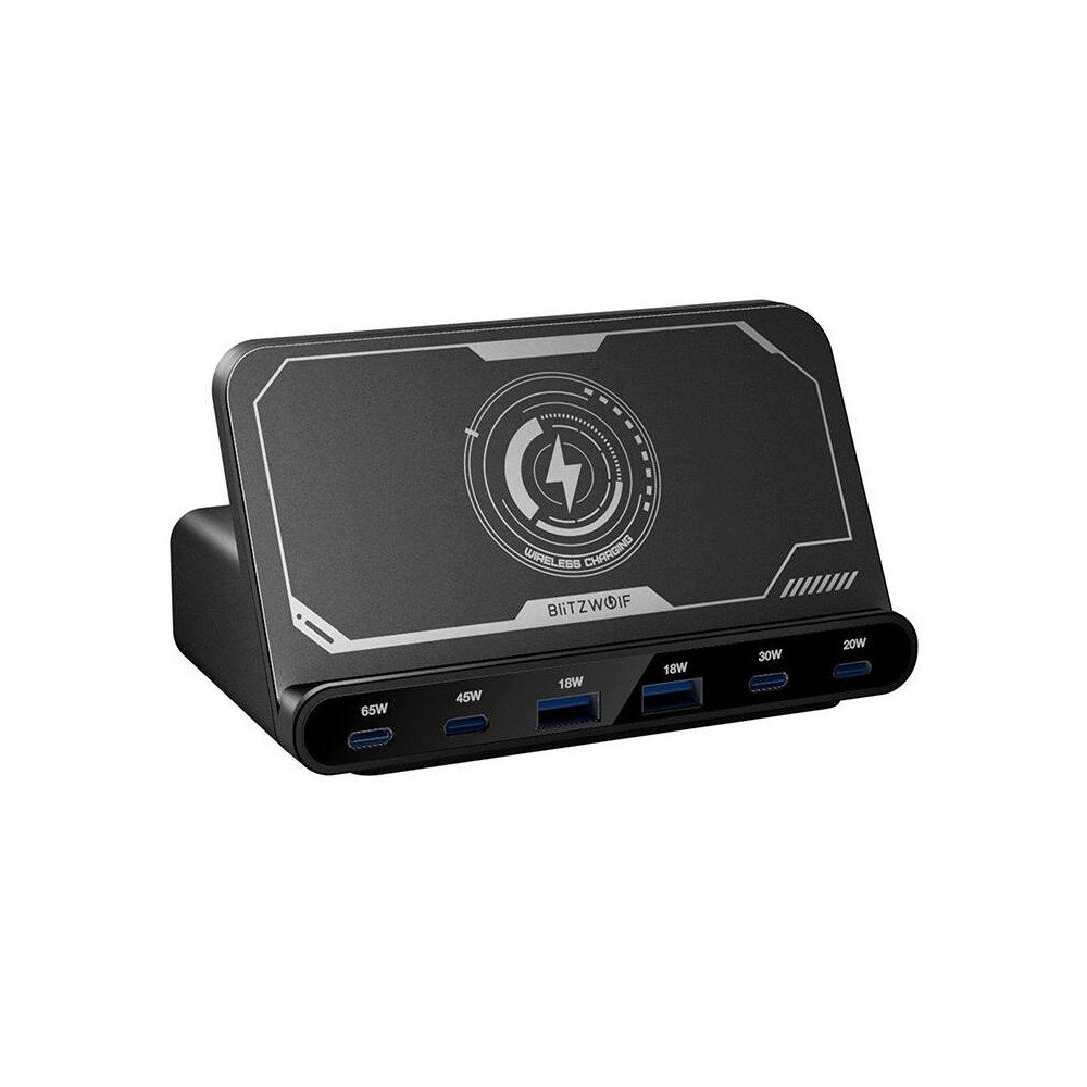 Blitzwolf BW-S27 160W, 2xUSB-A, 4xUSB-C, 15W langaton laturi (musta)