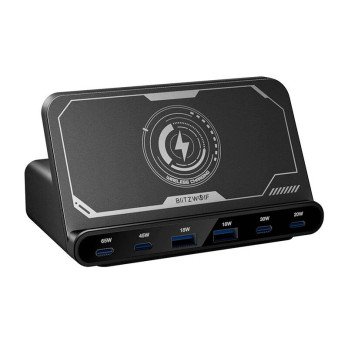 Blitzwolf BW-S27 160W, 2xUSB-A, 4xUSB-C, 15W langaton laturi (musta)