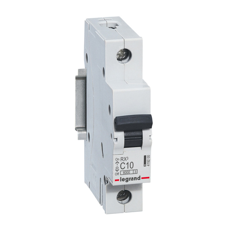 MCB RX 6000 - 1P - 230/400V - 10 A - C curve - prong/fork type supply busbars