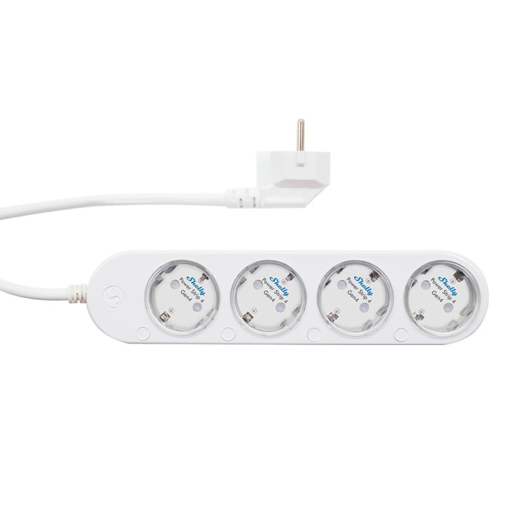 Shelly Power Strip 4 Gen4 – интеллектуальный удлинитель с 4 розетками, измерителем мощности, Wi-Fi, Zigbee, Matter, белый - Sono