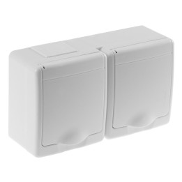 BETA surface socket 2-gang with grounding and cover white IP44