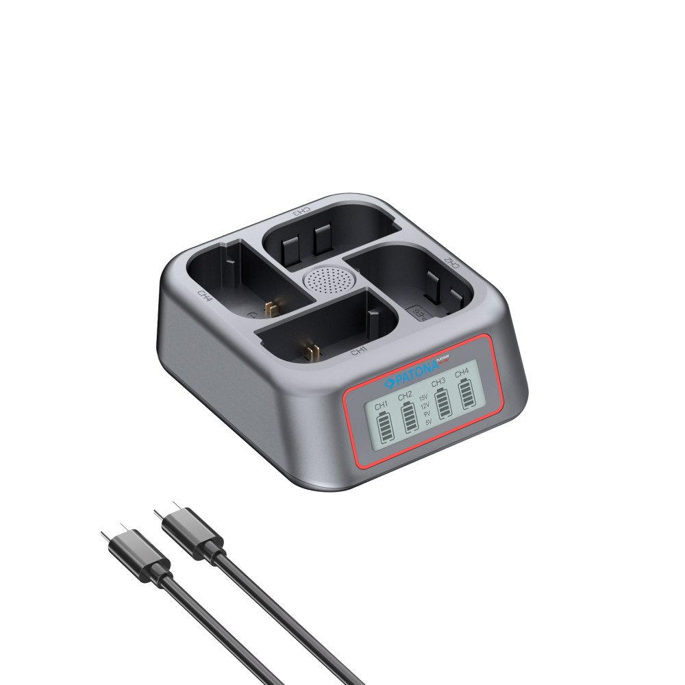 Laturi 4-porttinen Canon LP-E6/LP-E6N/LP-E6P/LP-E6NH - PD USB-C