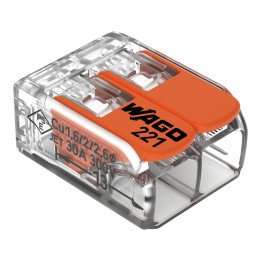 WAGO 221 клемма для 2 проводов 41A 0.5-6мм²