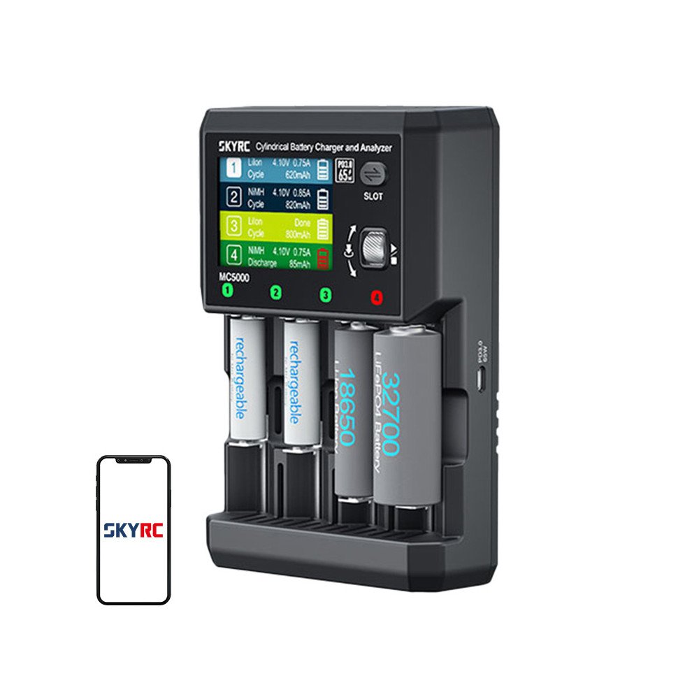 SkyRC MC5000 cilindrisks akumulatora ladetajs un analizators