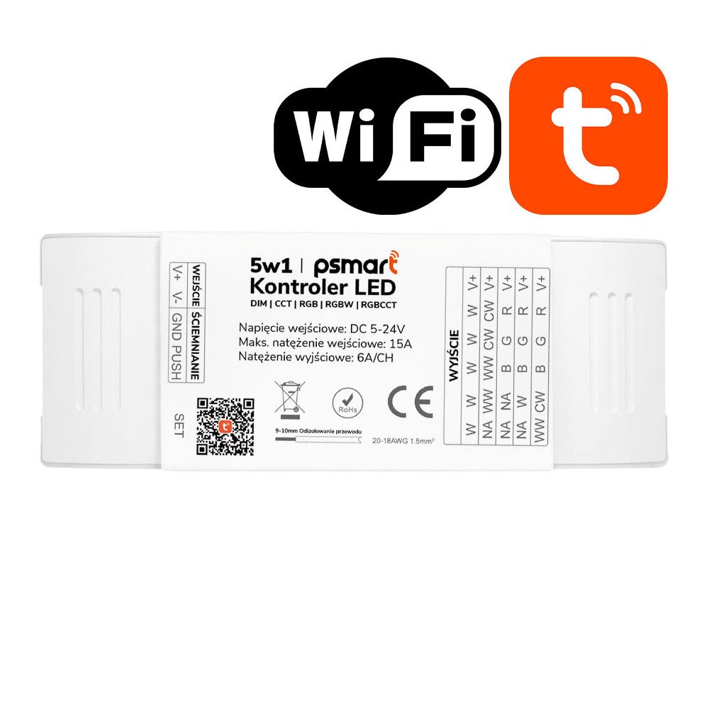 5-uhes LED-kontroller Dim CCT RGB RGBW RGBCCT 5-24V 15A PX seeria WiFi Tuya