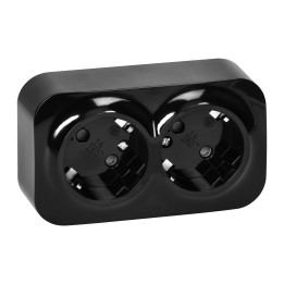 ToDo Dvigubas lizdas 2x2P+E, Schuko 16A/230VAC, IP20, juodas