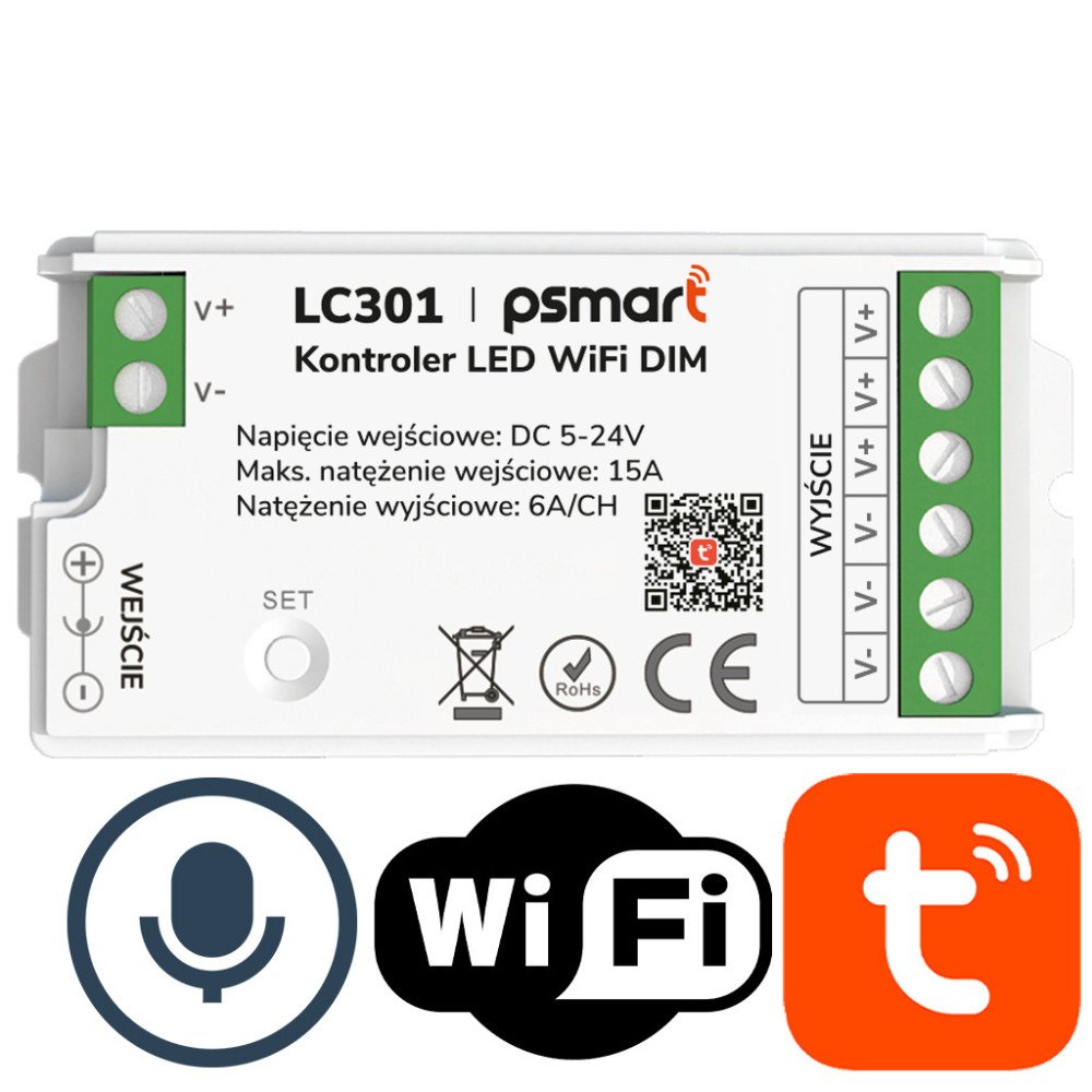 PSMART Kontroler Sciemniacz LED DIM 5-24V 15A Seria PX WiFi TUYA