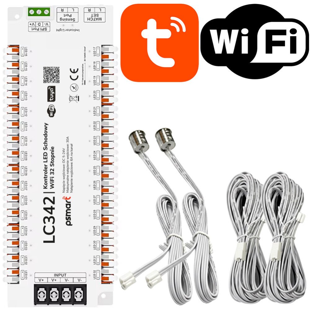 PSMART Staircase LED Controller with PIR Motion Sensors | 32 Steps + SPI | PX Series WiFi TUYA