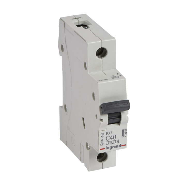 MCB RX 6000 - 1P - 230/400V - 40 A - C curve - prong/fork type supply busbars