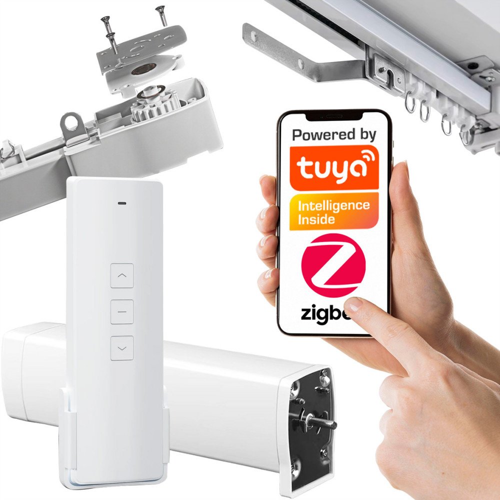 Elektriskais aizkaru stanga 4,2m aizkaru motors ar talvadibas pulti + TUYA ZigBee piederumi