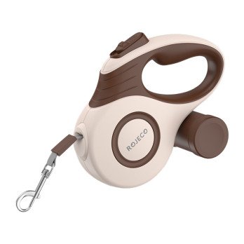 Rojeco A12 5M automatinis istraukiamas pavadelis suniui (rudas)