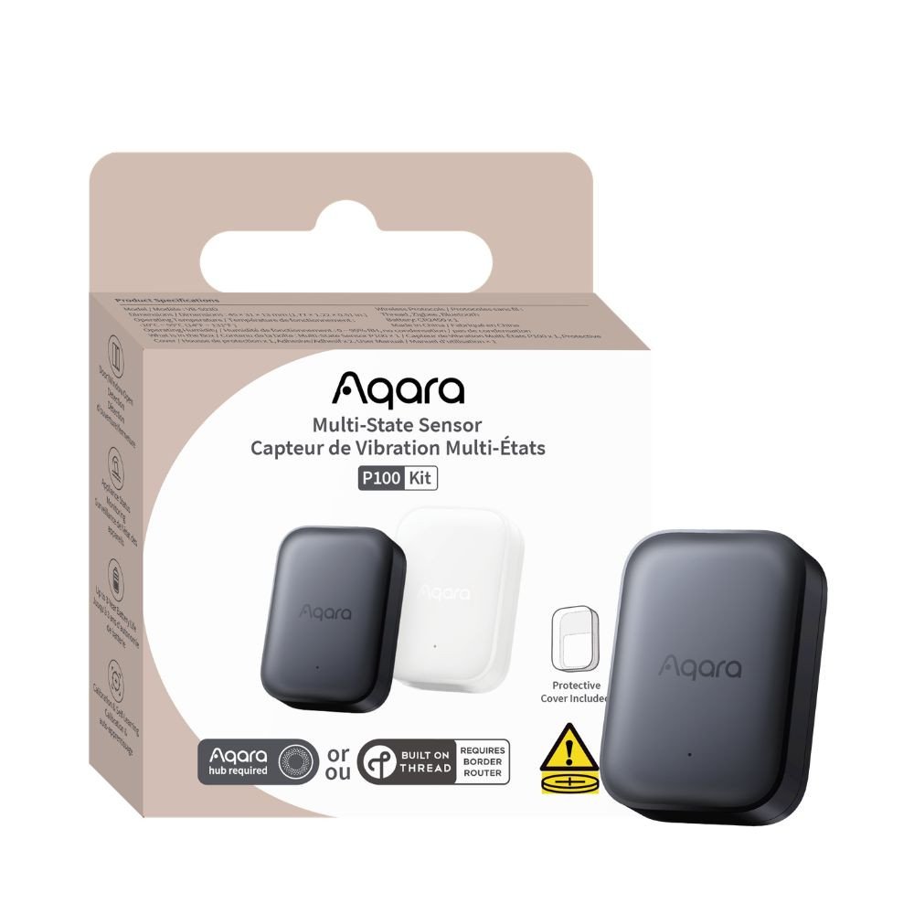 Aqara Multi-State Sensor P100 nutikas multisensor ukse/akna avamiseks, vibratsiooni ja kalde tuvastamiseks; Zigbee + niit, hall 