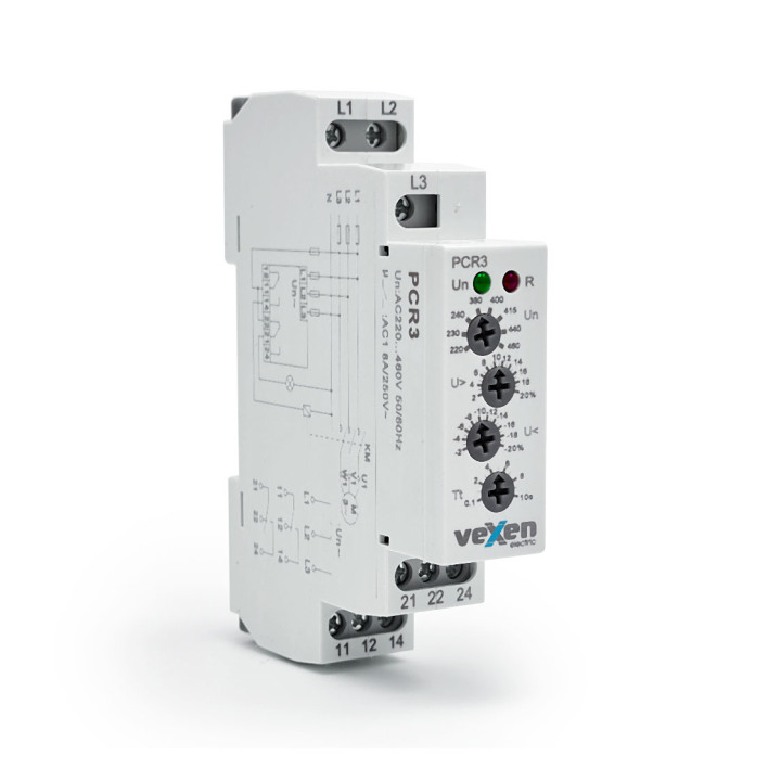 PCR3 3 fazių įtampos valdymo relė 3L 2CO 10A AC230V