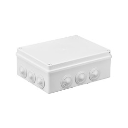 S-BOX dėžutės paviršiaus montavimas IP65 240x190x90mm su riebokšliais baltos spalvos