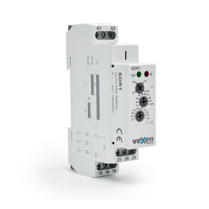 SDR1 Ajarelee täht/kolmnurk ON viivitusega 2CO 16A AC230V